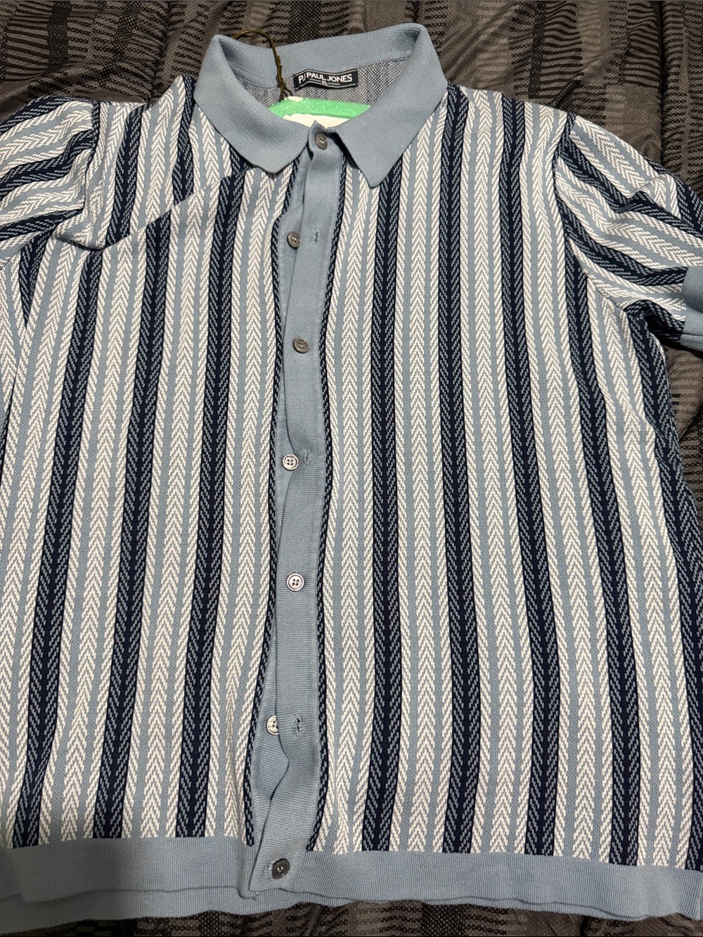 Paul Jones Blue & White Striped Short-Sleeve Button-Down Shirt